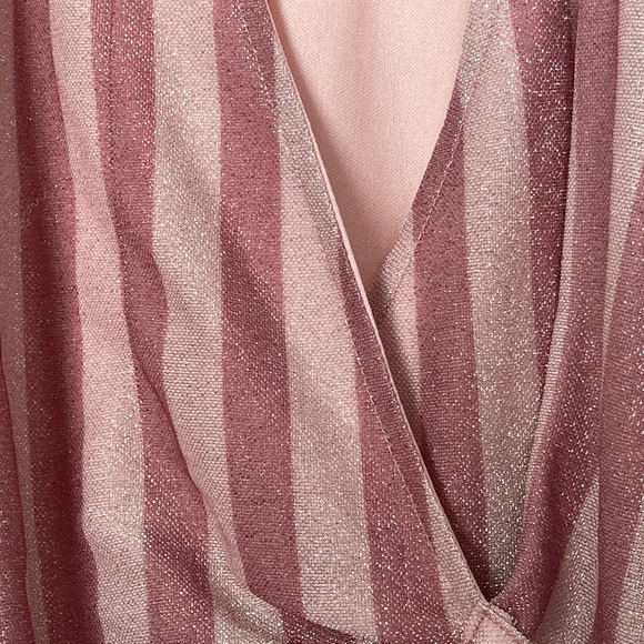 Anthropologie Eva Franco metallic tie waist shirt pink stripe size XL sp… - Picture 4 of 4